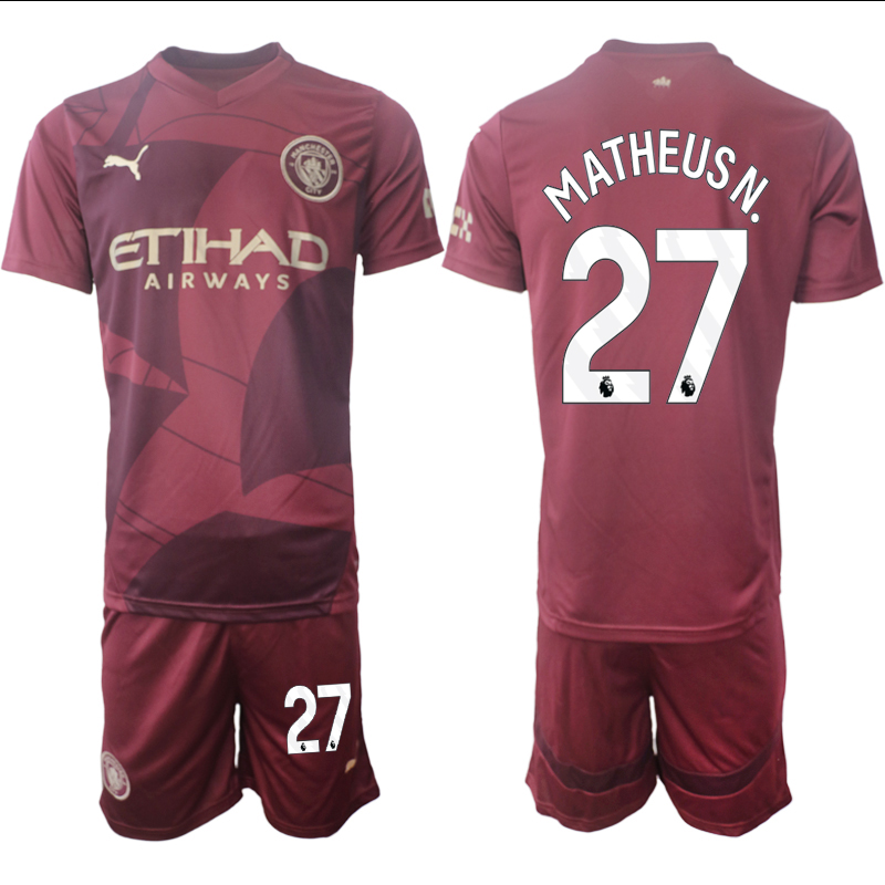 Men 2024-2025 Club Manchester City away red #27 Soccer Jersey->manchester city jersey->Soccer Club Jersey